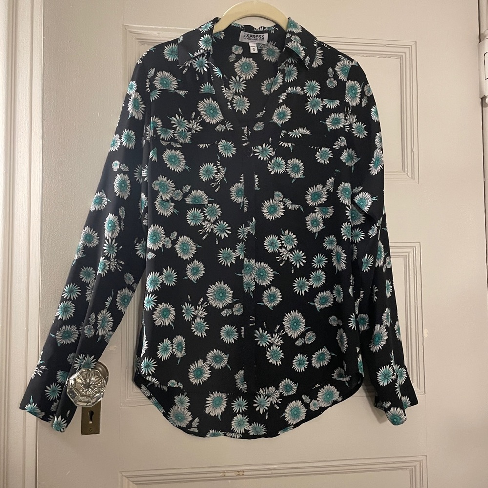 Express Daisy Floral Slim Portofino Shirt Size XS
